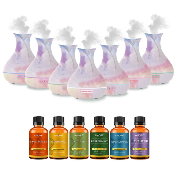 Tie Dyed Unique Ultrasonic Aromatherapy Mist Diffuser Humidifier With Essential Oil Gift Set