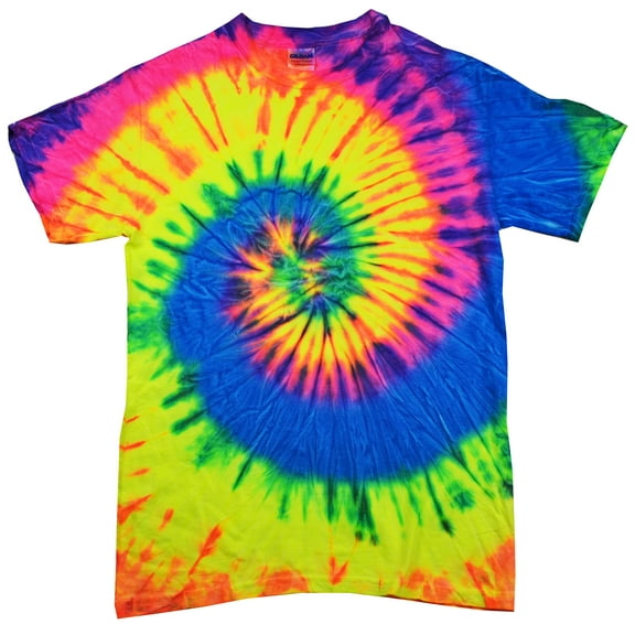 Tie Dyes Men's Tie Dyed Performance Short Sleeve T-shirt H1000 Spiral-neon Raindow-XL