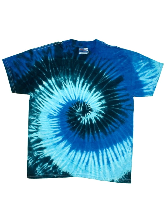Tie Dyes Men's Tie Dyed Performance Short Sleeve T-shirt H1000 Swirl-Blue Ocean-Small