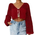 thumbnail image 1 of Tie Front Cardigan, Yigetop Women's Tie Front Crochet Lightweight Long Sleeve Cardigan Sweaters Beach Hollow Out Lace Cover Up Crochet Tops for Women Red 2XL, 1 of 3