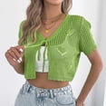 thumbnail image 1 of Tie Front Cardigan for Everyday Wear Womens Open Knit Lightweight Spring Fall Top Fashionable Resort Layering, L, Green, 1 of 5