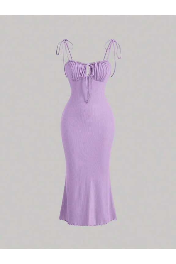 Tie Front Ruched Bust Tie Shoulder Cami Dress, Summer Dresses For Women, Pastel Dresses For Women, Wedding Guest Dress