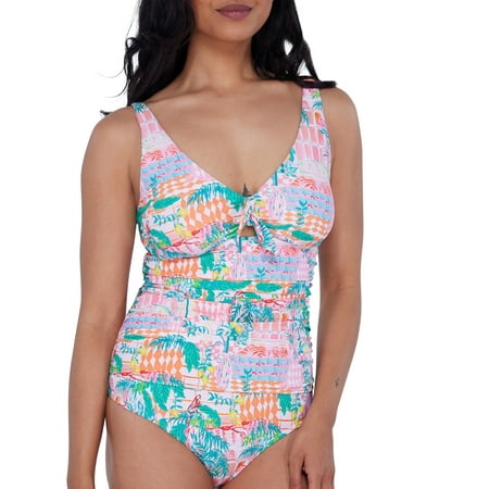 Tie Front Underwire One-Piece Swimsuit