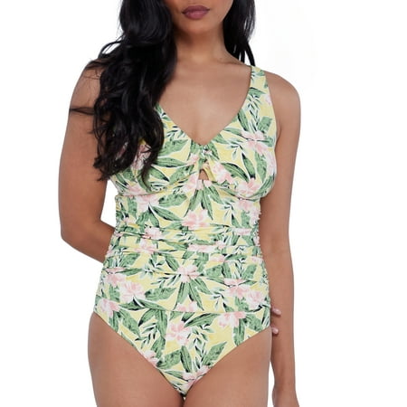 Tie Front Underwire One-Piece Swimsuit