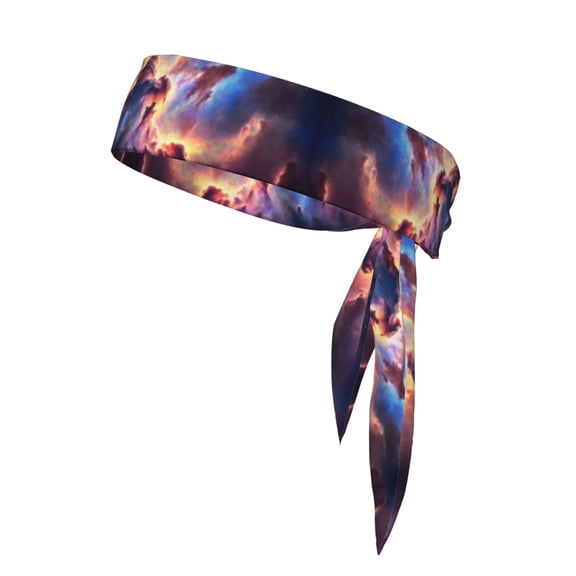 Tie Headbands Nebula Galaxy Pattern Sports Bandana Hair Band Elastic Karate Adjustable Non Slip Hairband For Men Women