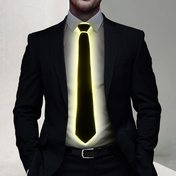 Tie Led Light Up Tie For Men Glowing Party Accessory Novelty Fashion Statement Perfect For Raves Weddings Night Events Yellow One Size