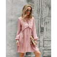 thumbnail image 1 of Tie Neck Long Sleeve Ruffle Lace Detail Tunic Dress for Women, 1 of 3