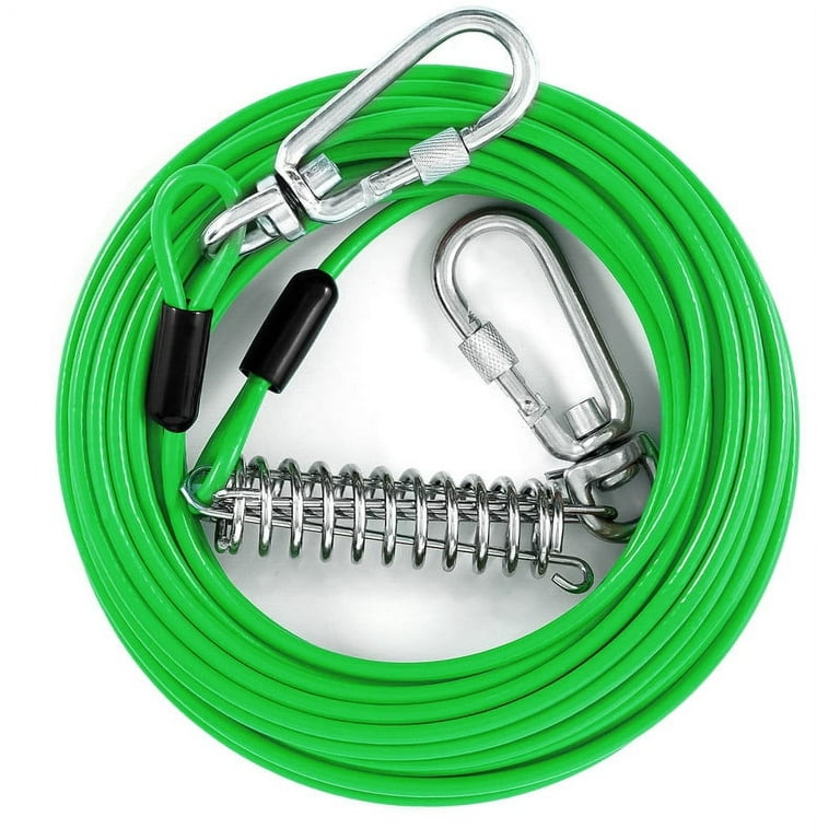 Tie Out Cable for Dogs Outside,50 ft Chew Proof Dog Runner for Yard, Dog Tie Out Cable for Dogs Up to 250lbs - Green, Size: 50 Foot