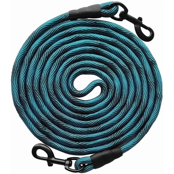 Tie-Out Long Rope Dog Lead 8/12/20/30/50/75ft Dog Tether for Yard | Large Medium Dogs Outdoor Training, Playing, Camping, or Backyard (8 Foot, Blue Black)
