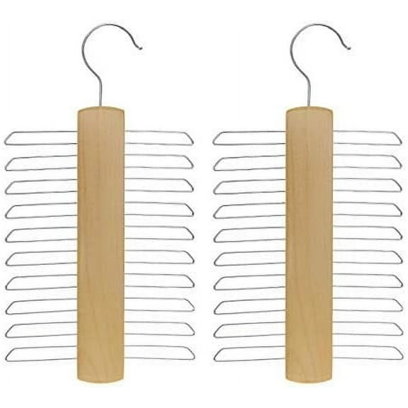 Tie Racks for Closets Hanger Holder Also for Belt and Scarf Wood Tie Organizer for Men 2pcs
