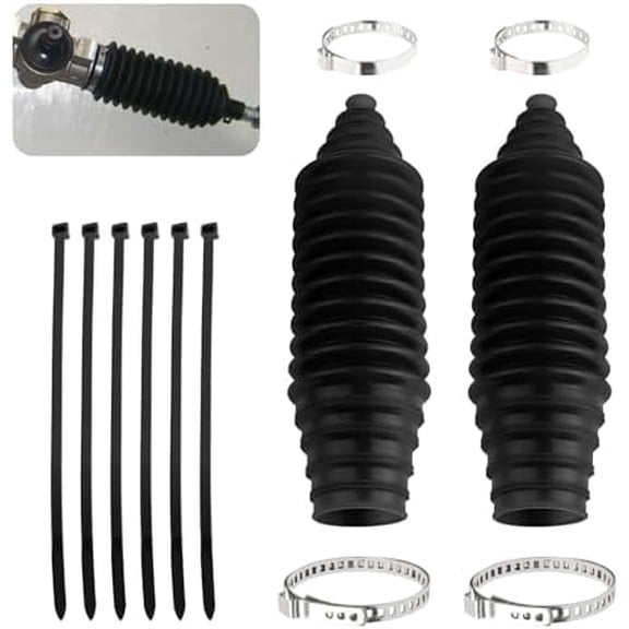 Tie Rod Boot Kit with Pinion Bellow Cable Ties and Clamps,Waterproof & Dustproof Rack and Pinion Boot for Steering System Protection,Silicone Inner Tie Rod Boot Car Accessories (Black)