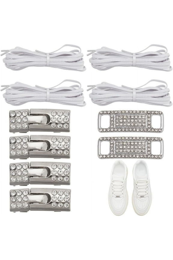 No Tie Shoe Laces Shoelaces Charms for Sneakers Elastic Tieless Shoelaces Shoe Lace Buckle Charms Bling Shoe Decoration for Women Casual Shoes Accessories DIY