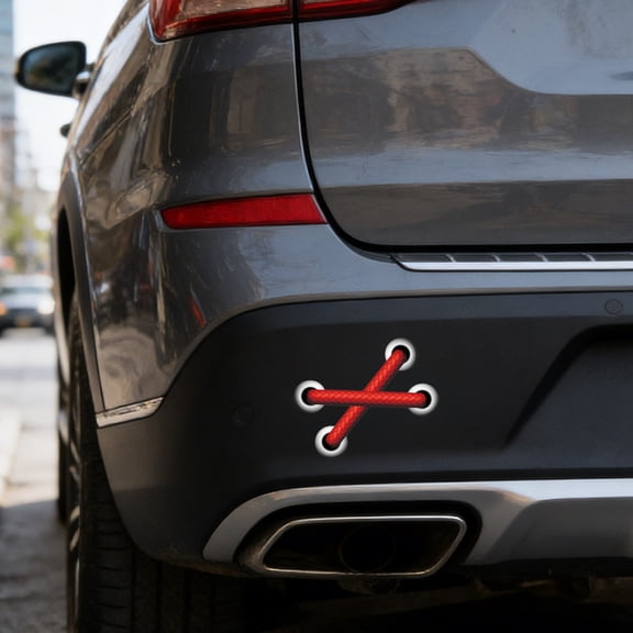 Tie Stitches Graphic Car Decal Sticker,Cartoon Stitch,Fun car Accessory,Fun Bandage Decal for Bumper,Trunk,Window, Side,Wound Sticker(Red)