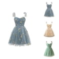 thumbnail image 1 of Tie Strap Tulle Prom Dresses for Women Sweetheart Neck Flower Embroidery A Line Mini Dress Formal Party Homecoming Dresses, 1 of 3