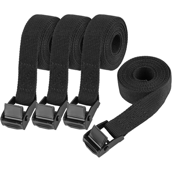 Tie Down Straps, 4 Pcs Lashing Small Ratchet Straps with Buckles, 0.78" x 5' Adjustable Simple Cinch Cam Pull Suitable for Trucks, Cargo, Luggage Black