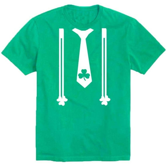 Tie Suspenders Men T-Shirt St Patrick's Day Irish Party Shamrock Tee Color Irish Green Medium