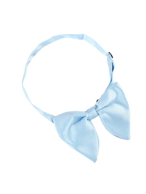 Tie Title Men's Solid Light Blue Satin Bow Tie Tied Adjustable Formal Tuxedo Bowtie for Wedding Prom Business