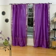 thumbnail image 1 of Tie Top Sheer Sari Curtains 43" W X 108" L matching tiebacks- Handcrafted Lavender Indian Drapes Unlined for light & airy ambience Perfect for Living/Bedroom/Dining Room Sold in Pairs, 1 of 6