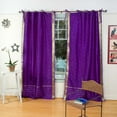 thumbnail image 1 of Tie Top Sheer Sari Curtains 43" W X 120" L matching tiebacks- Handcrafted Purple Drapes Unlined for light & airy ambience Perfect for Living/Bedroom/Dining Room Sold in Pairs, 1 of 6