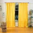 thumbnail image 1 of Tie Top Sheer Sari Curtains 43"W x 36"L matching tiebacks- Handcrafted Yellow Indian Drapes Unlined for light & airy ambience Perfect for Living/Bedroom/Dining Room Sold in Pairs, 1 of 6