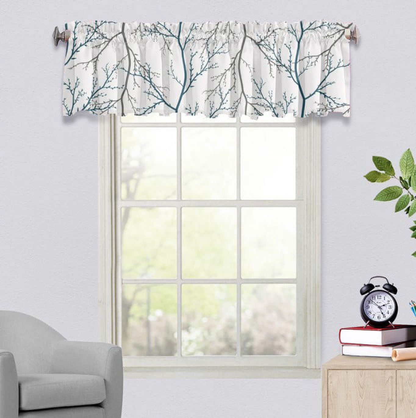 Tie Up Curtains 63 Inches Long for Bathroom, Vivid Birds and Floral