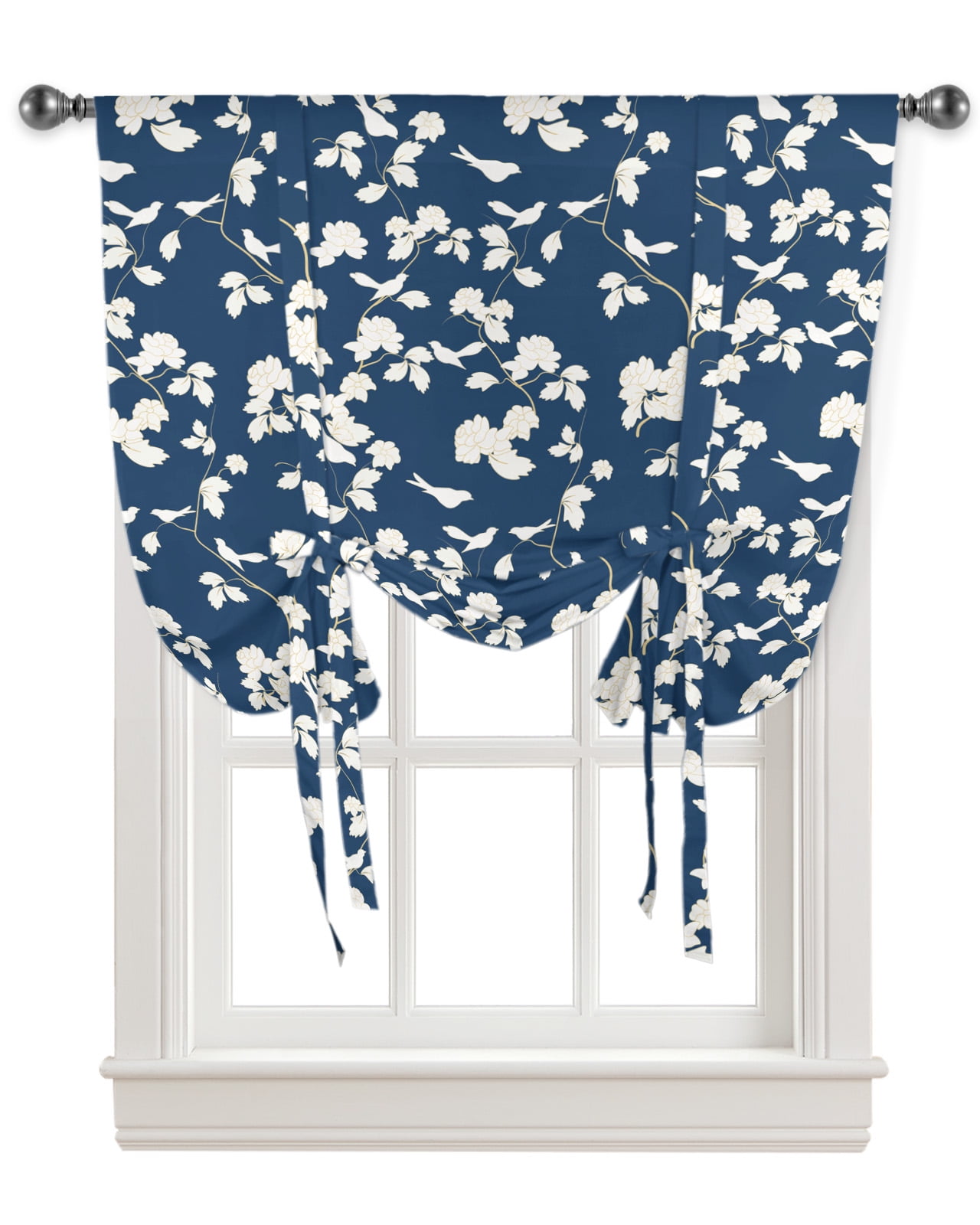 Tie Up Curtains Plants Birds Bathroom Curtains Window Short Curtains