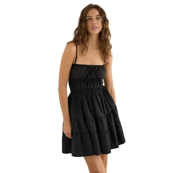 Tie-Up Detail Cotton Mini Dress