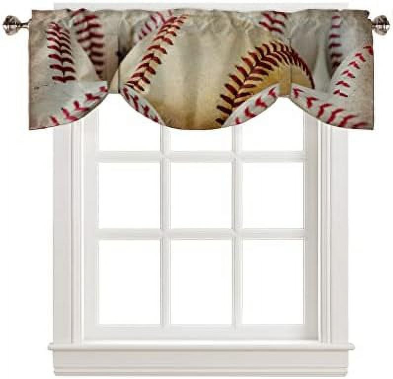 Tie Up Valance for Windows American Baseball Bat Kitchen Curtains