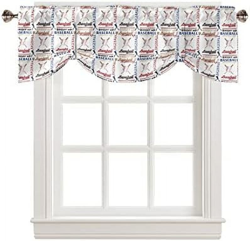 Tie Up Valance for Windows Baseball Player Kitchen Curtains Valances