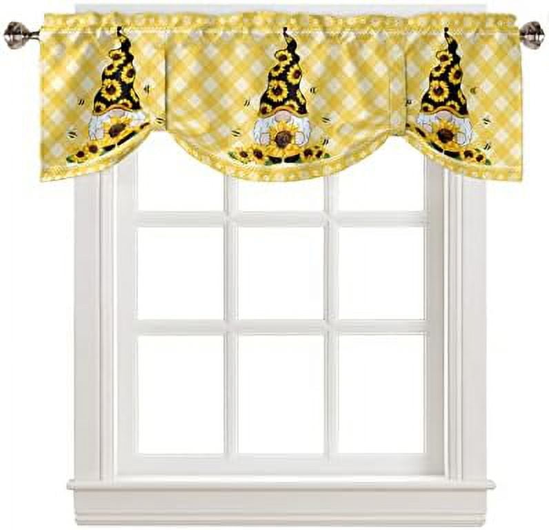Sunflower Kitchen Curtains Short And Valance Set Black And