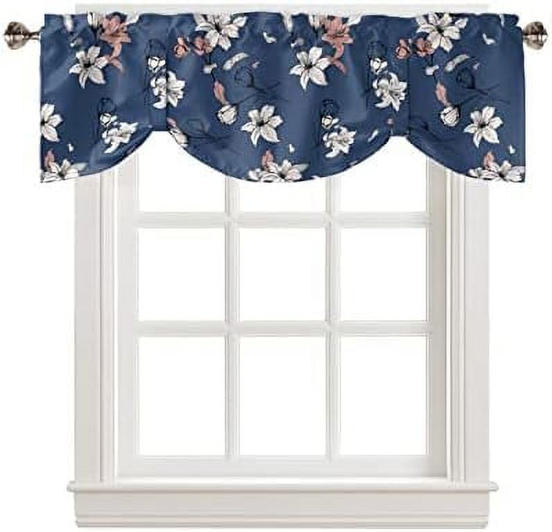 Tie Up Valance for Windows Flannel Flowers Kitchen Curtains Valances