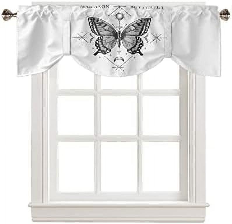 Tie Up Valance for Windows Funny Cartoon Panda White and Black Kitchen