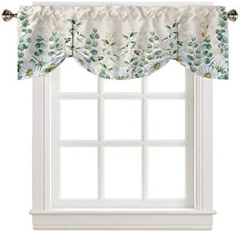 Tie Up Valance for Windows Green Eucalyptus Kitchen Curtains Valances ...