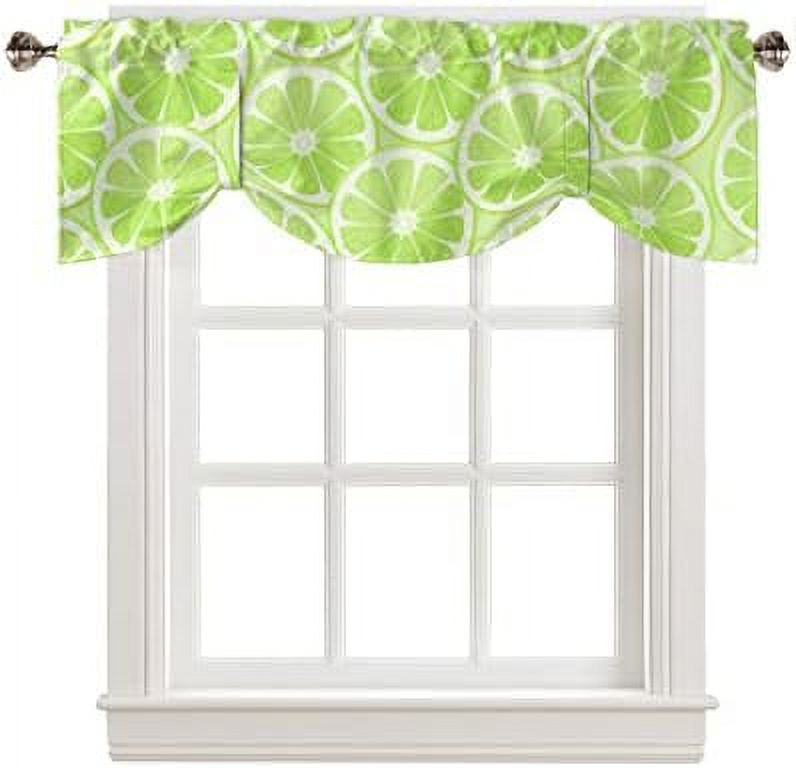 Tie Up Valance for Windows Green Lemon Kitchen Curtains Valances Rod