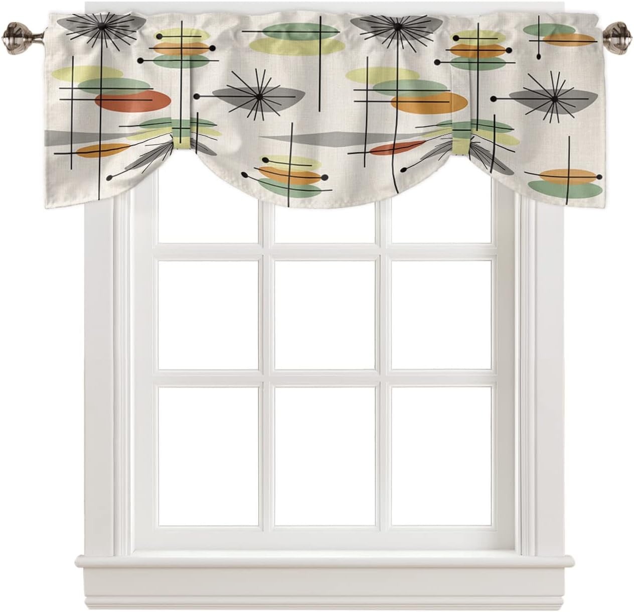 Tie Up Valance for Windows Mid Century Kitchen Curtains Valances Rod