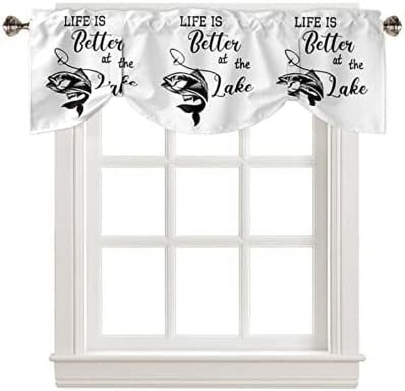 Tie Up Valance for Windows Nautical Coastal Ocean Coral Curtains