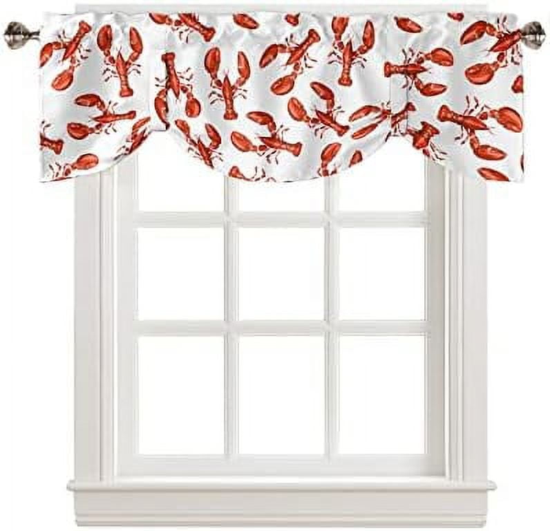 Tie Up Valance for Windows Nautical Coastal Ocean Coral Curtains