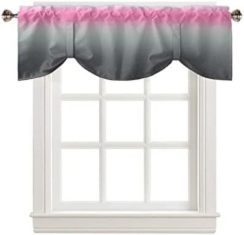 Tie Up Valance for Windows Ombre Pink Grey Kitchen Curtains Valances