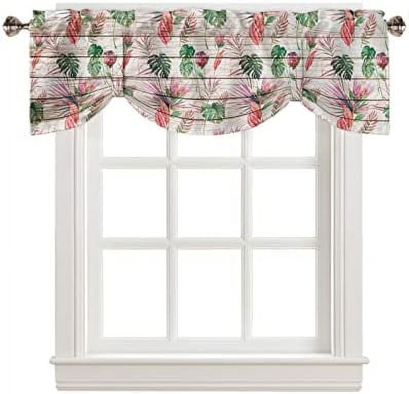 Tie Up Valance for Windows Red Truck with Watermelon Kitchen Curtains