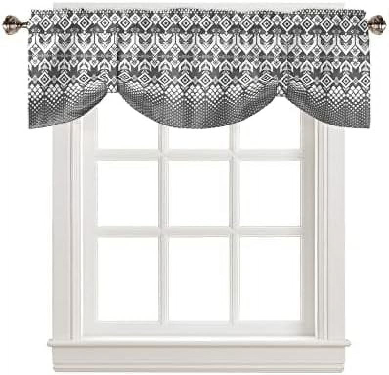 Tie Up Valance for Windows Zebra Abstract Kitchen Curtains Valances Rod