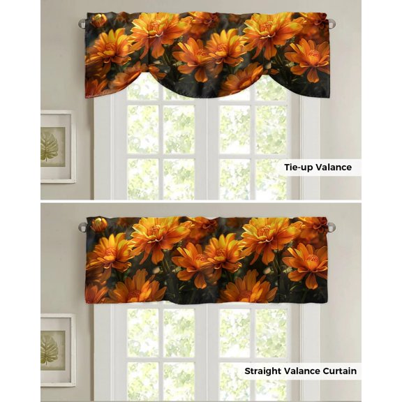 Tie Up Valance for Windows Daisy Flower Lavender Butterfly Kitchen Curtains Balcony Adjustable Roman Blinds Small Short Curtain for Living Room