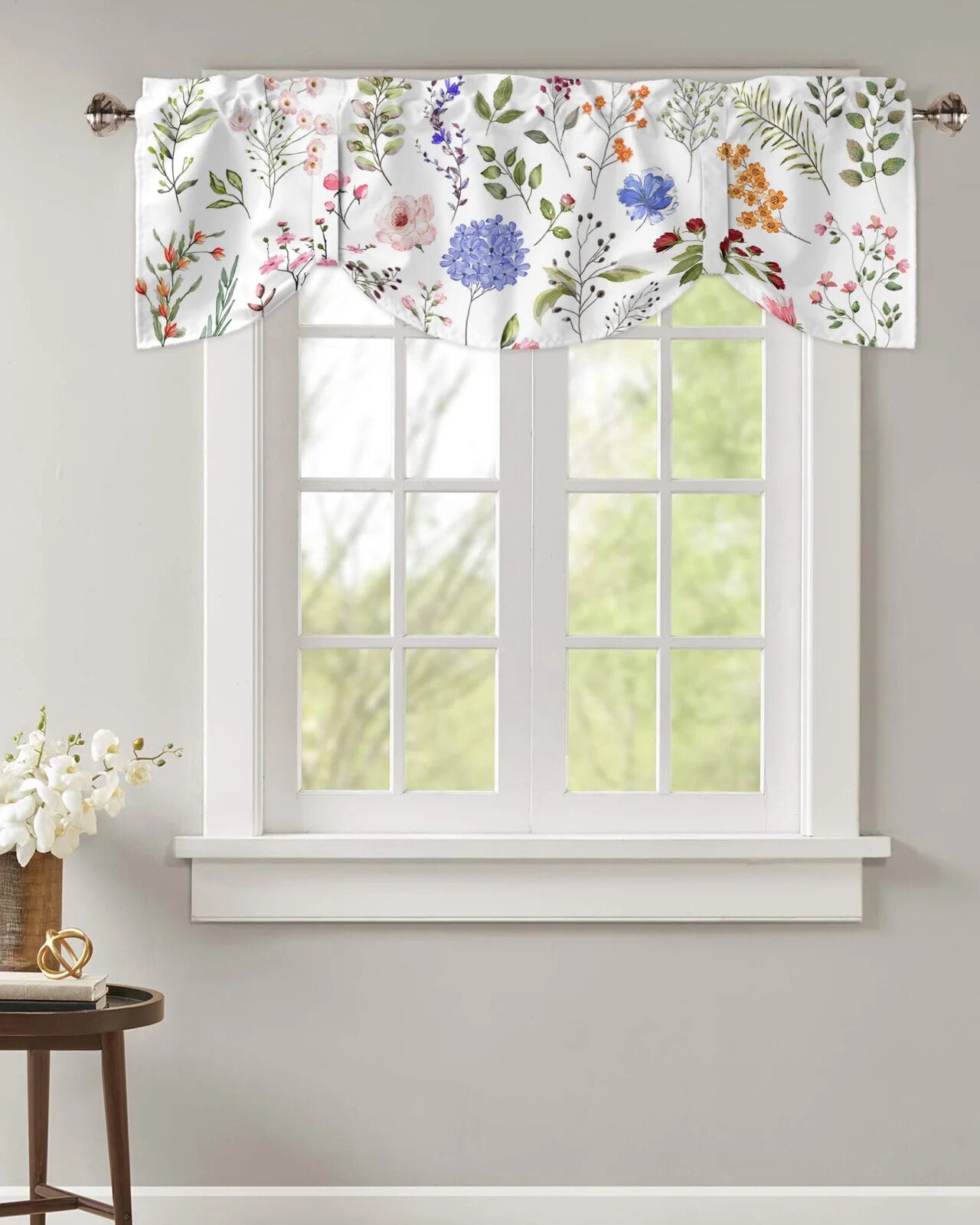 Tie Up Valance for Windows Vintage Herb Floral Texture Window Valance ...