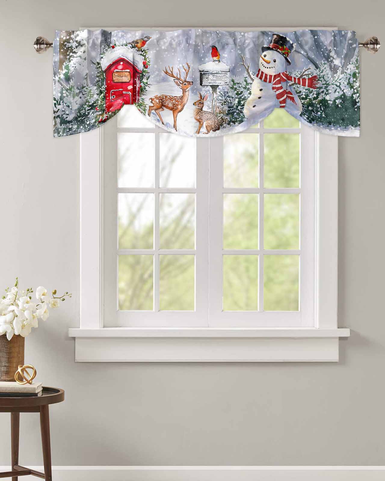 Tie Up Valances Window Valance Curtains Merry Christmas Xmas Tree