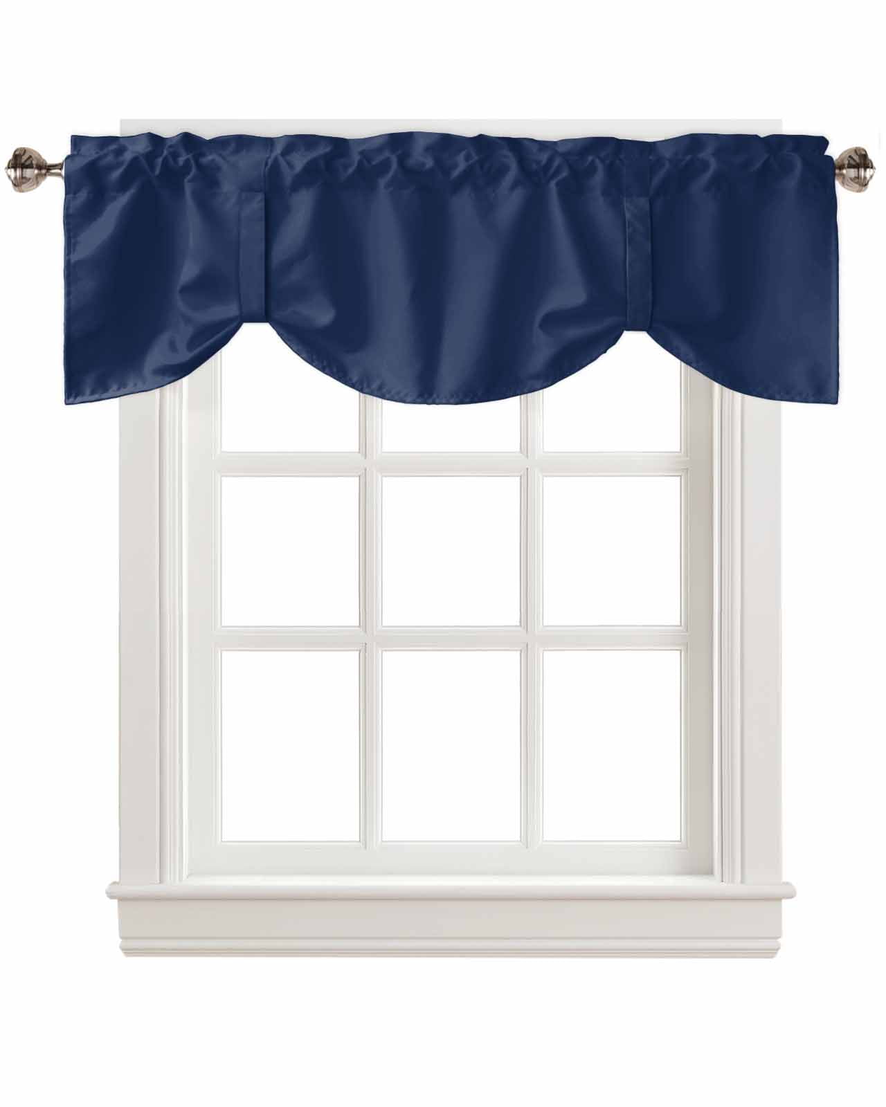 Tie Up Window Valances Kitchen Curtain Navy Blue Curtains Drapery for ...