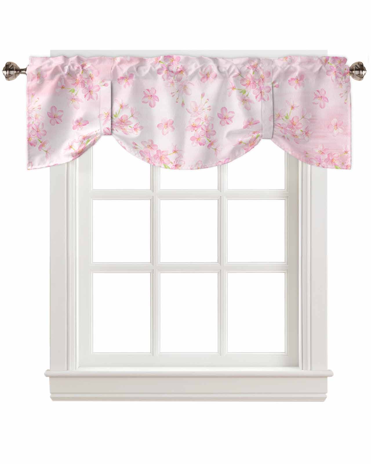Tie Up Window Valances Kitchen Curtain Pink Floral Curtains Drapery for