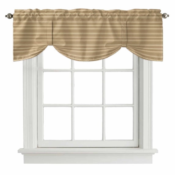 Tie Up Valance Camel Striped Valances for Windows Camel Striped Balloon Shade Valance Rod Pocket Window Treatment Adjustable Short Curtain Valances for Living Room Kitchen Bedroom Bathroom 54"x18"