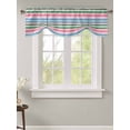 thumbnail image 1 of Tie Up Valance Curtain for Kitchen,Abstract Watercolor Vertical Lines Rod Pocket Short Curtains Adjustable Tie-Up Shade Valances,Pink Green Blue Stripes Window Treatment for Bathroom Living Room, 1 of 8