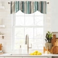 thumbnail image 1 of Tie Up Valance Curtain for Kitchen, Bohemian Stripes Teal Brown Beige Rod Pocket Short Curtains Adjustable Tie-Up Shade Valances, Vintage Line Art Window Treatment for Bathroom Living Room Bedroom, 1 of 9