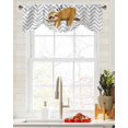 thumbnail image 1 of Tie Up Valance Curtain for Kitchen,Cartoon Sloth Tree Branch Rod Pocket Short Curtains Adjustable Tie-Up Shade Valances,Gray Chevron Stripe Animal Window Treatment for Bathroom Living Room Bedroom, 1 of 8