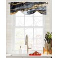 thumbnail image 1 of Tie Up Valance Curtain for Kitchen,Modern Natural Marble Stone Rod Pocket Short Curtains Adjustable Tie-Up Shade Valances,Black Gold Stripe Ombre Art Window Treatment for Bathroom Living Room Bedroom, 1 of 8